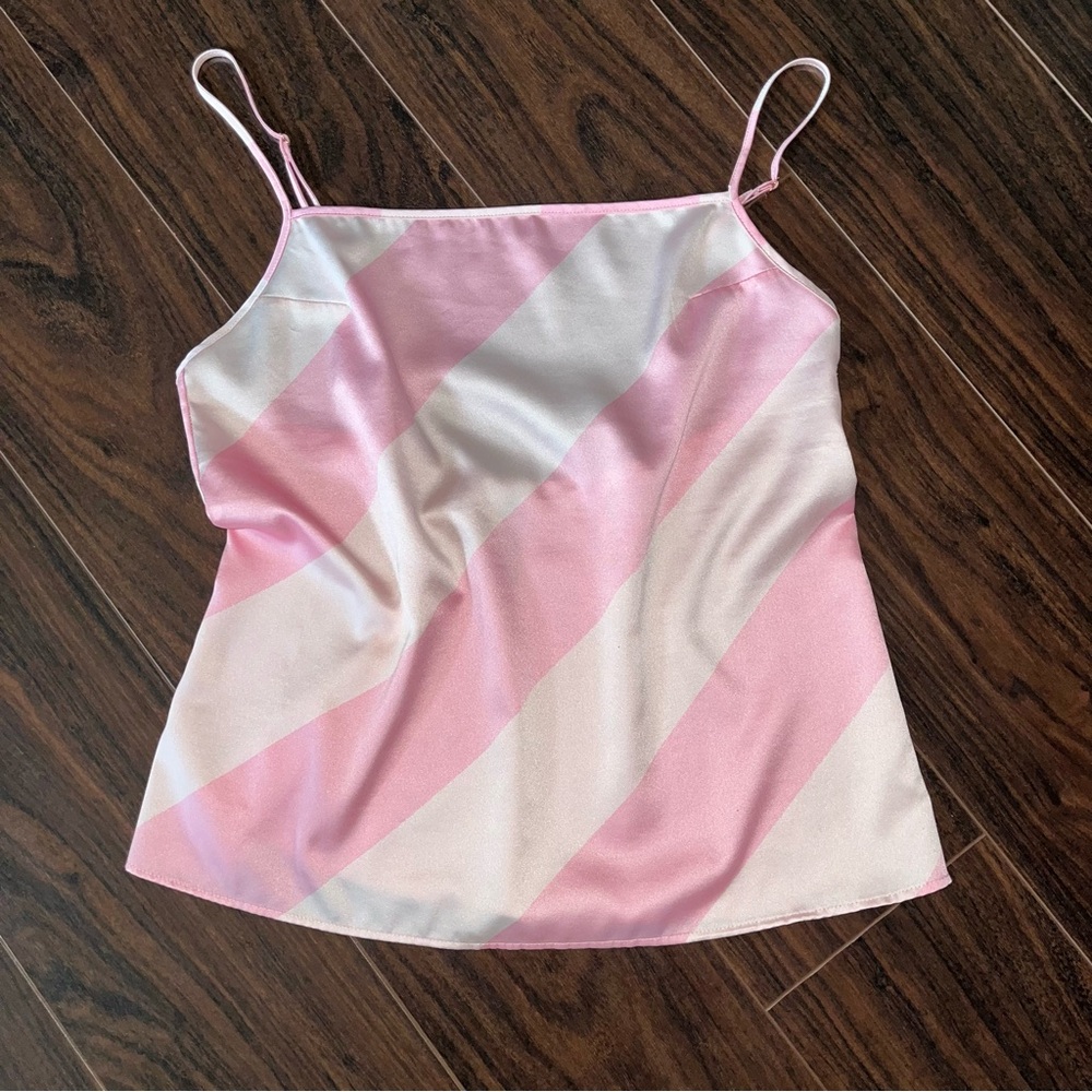 Victoria's Secret Pink Diagonal Striped Satin Tank